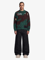 Embroidered Camouflage Shaggy Knitted Sweater