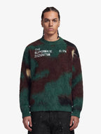 Embroidered Camouflage Shaggy Knitted Sweater