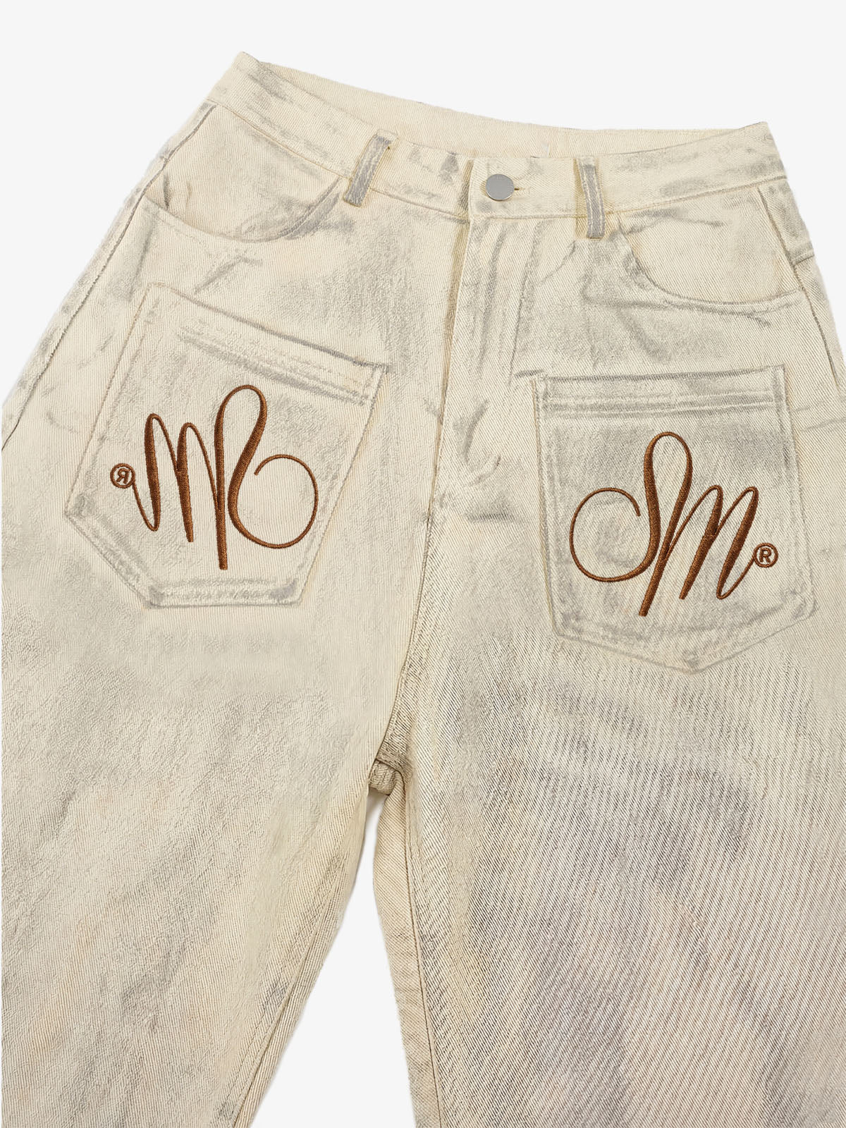 Washed SM Embroidered Wide Leg Pants