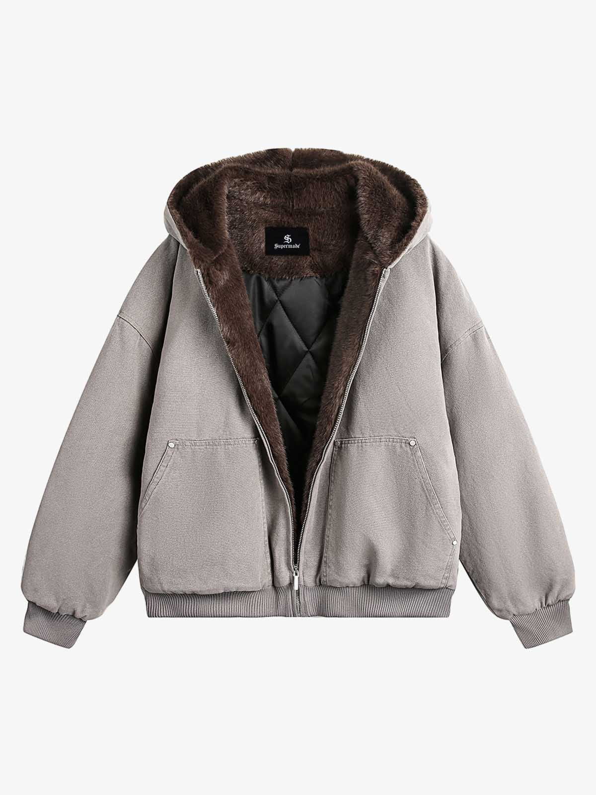 Theprecipice Fur Hooded Zip Up Quilted Jacket - 2510