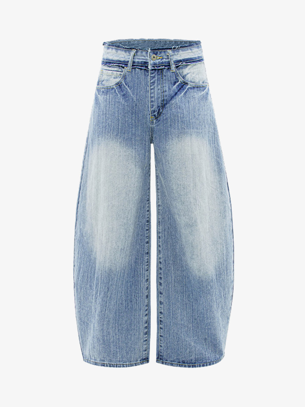 Vintage Washed Patchwork Distressed Scimitar Jeans