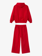 Gothic Letter Cross Embroidery Zip Up Hoodie and Sweatpants Set