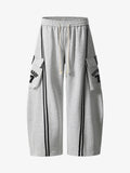 Cotton Web Stitching Letter Print Drawstring Barrel Pants