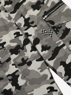 Checkerboard Patches Camo Cargo Flared Pants