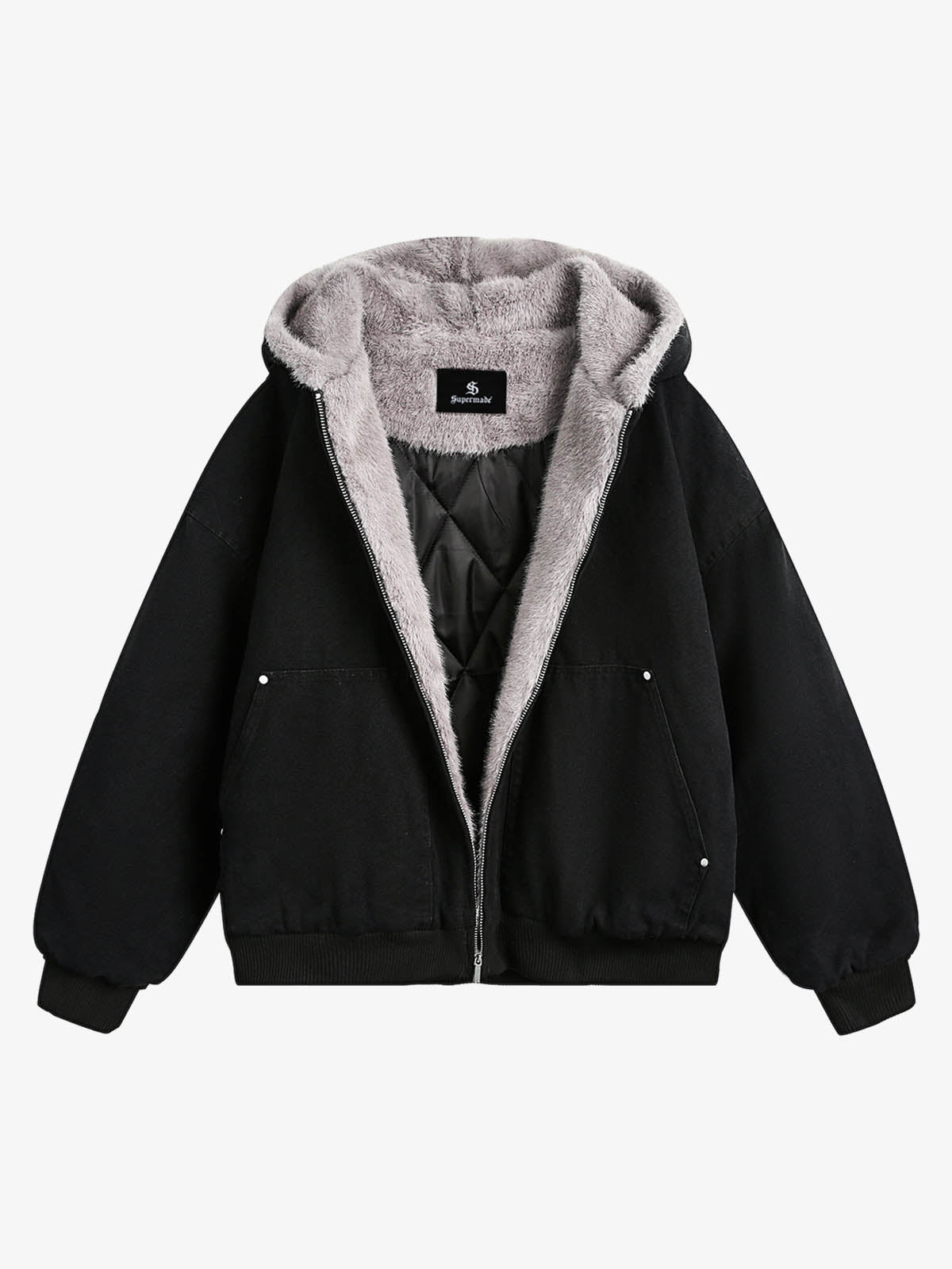 Theprecipice Fur Hooded Zip Up Quilted Jacket - 2510