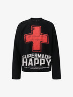 Street Cross Lettering Print Long-Sleeved T-Shirt - 2608