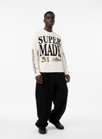 Retro Letter Print Waffle Simplicity Long-Sleeved T-Shirt