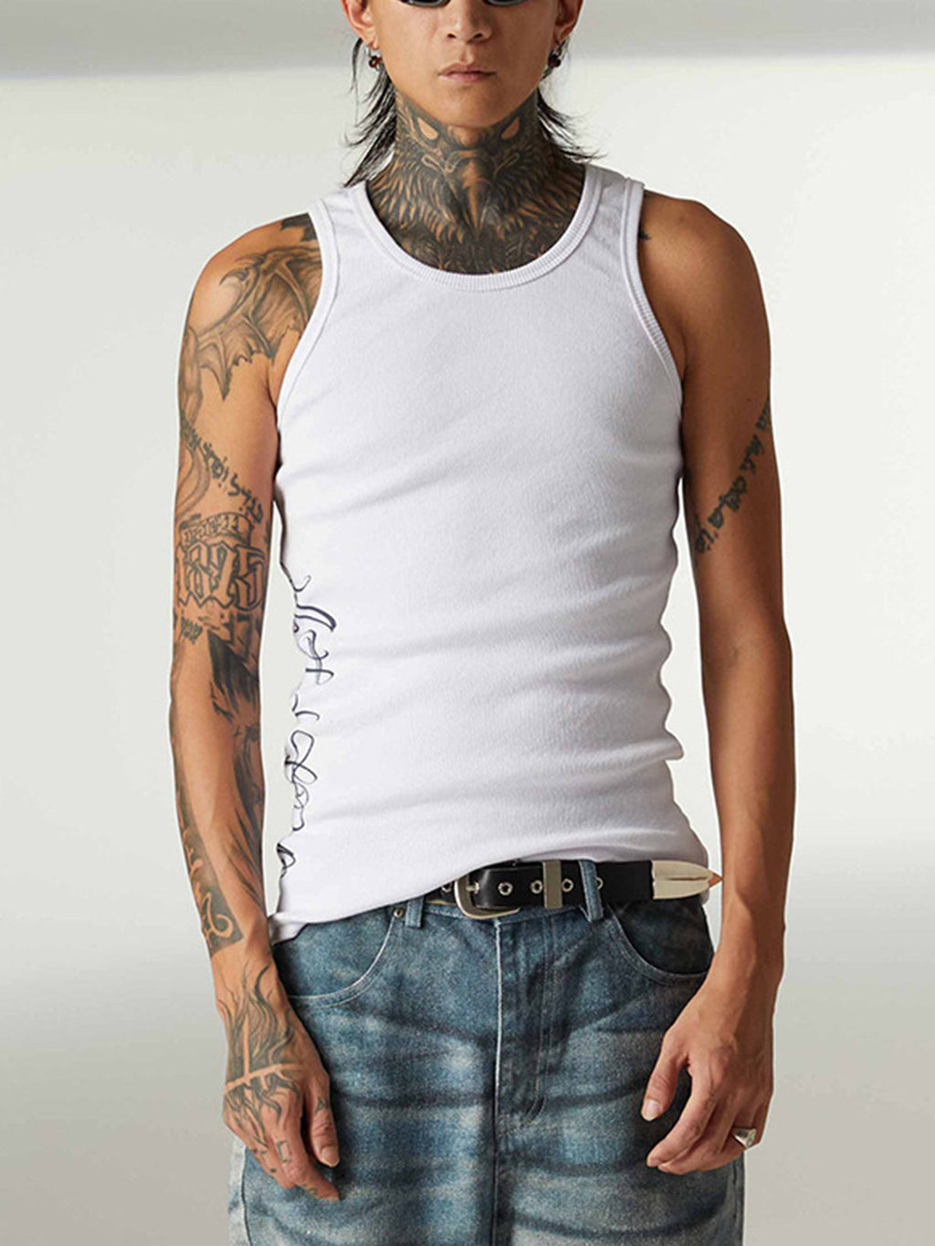 Street Ribbed Slim Fit Printed Vest
