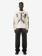 Skeleton Graphic Waffle Sweatshirt - 2495