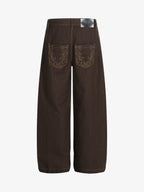 Vintage Contrast Thread Barrel Pants