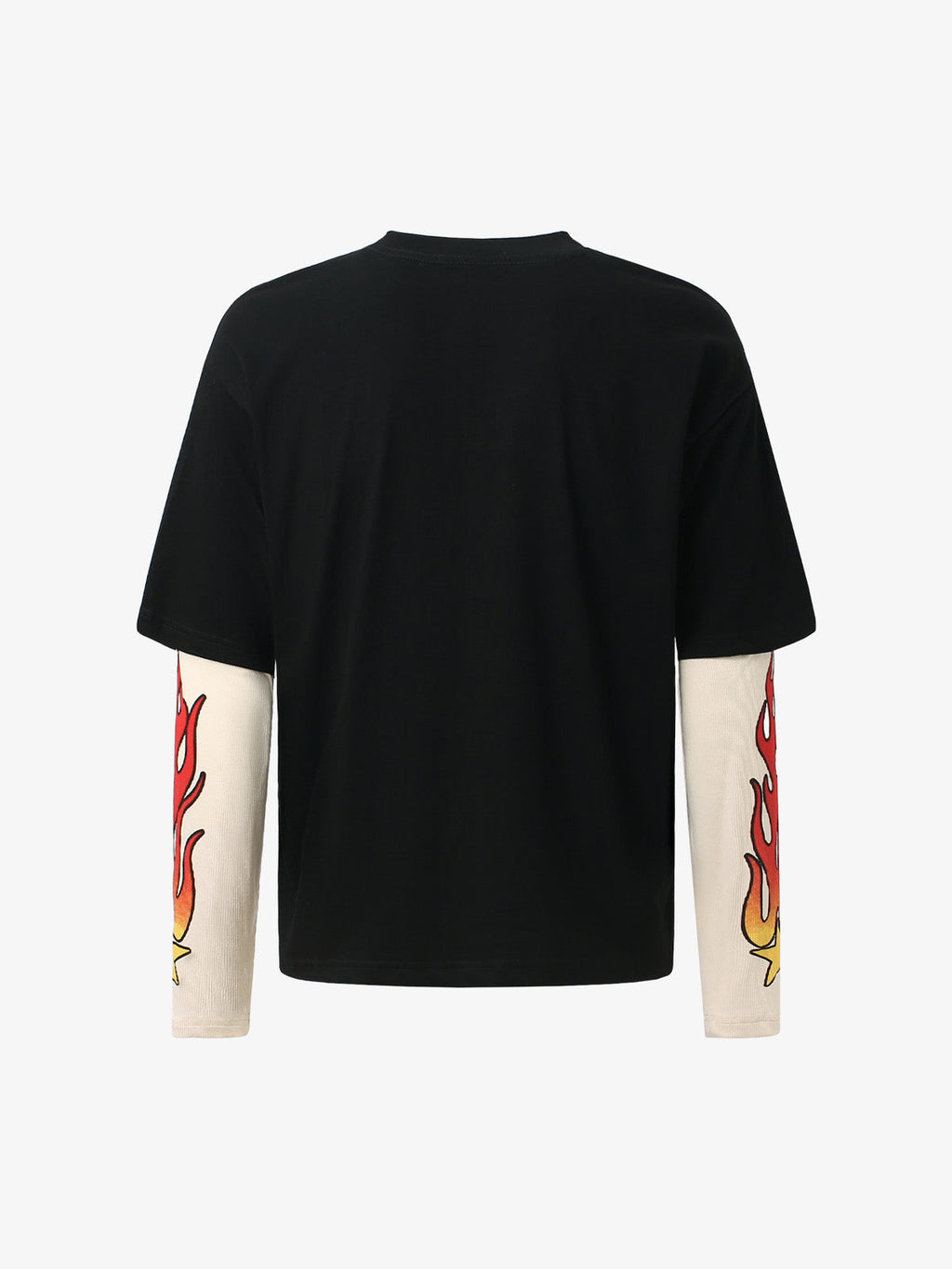 Gradient Letter Print Patchwork Faux Two-Piece Long-Sleeved T-Shirt