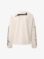 Retro Letter Print Waffle Simplicity Long-Sleeved T-Shirt