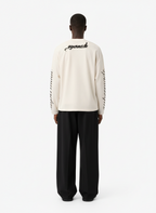Retro Letter Print Waffle Simplicity Long-Sleeved T-Shirt