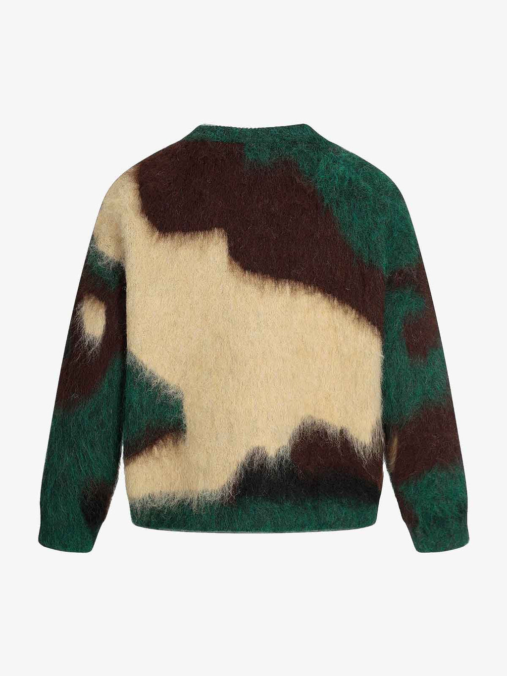 Embroidered Camouflage Shaggy Knitted Sweater
