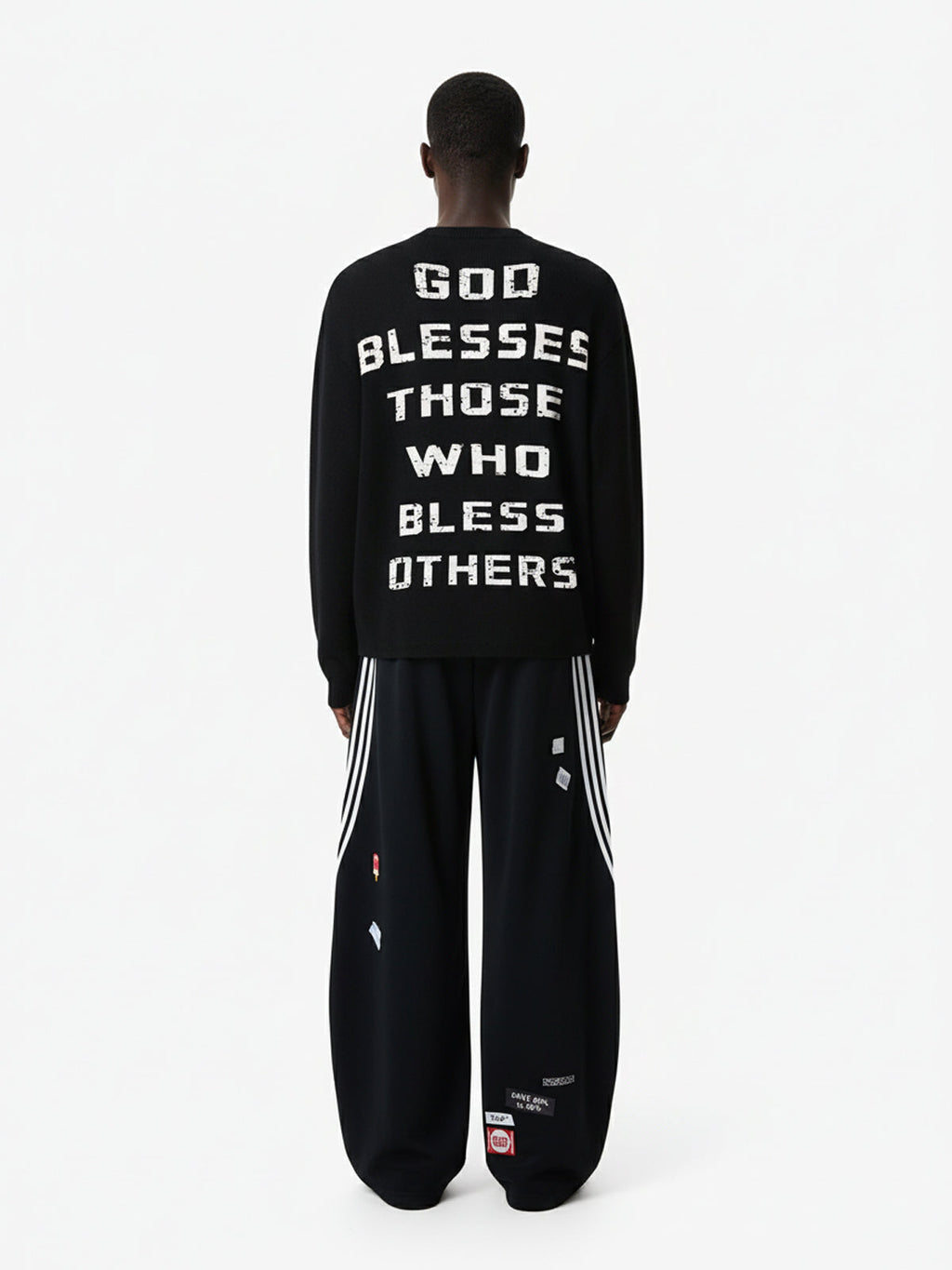 Street Cross Lettering Print Long-Sleeved T-Shirt - 2608