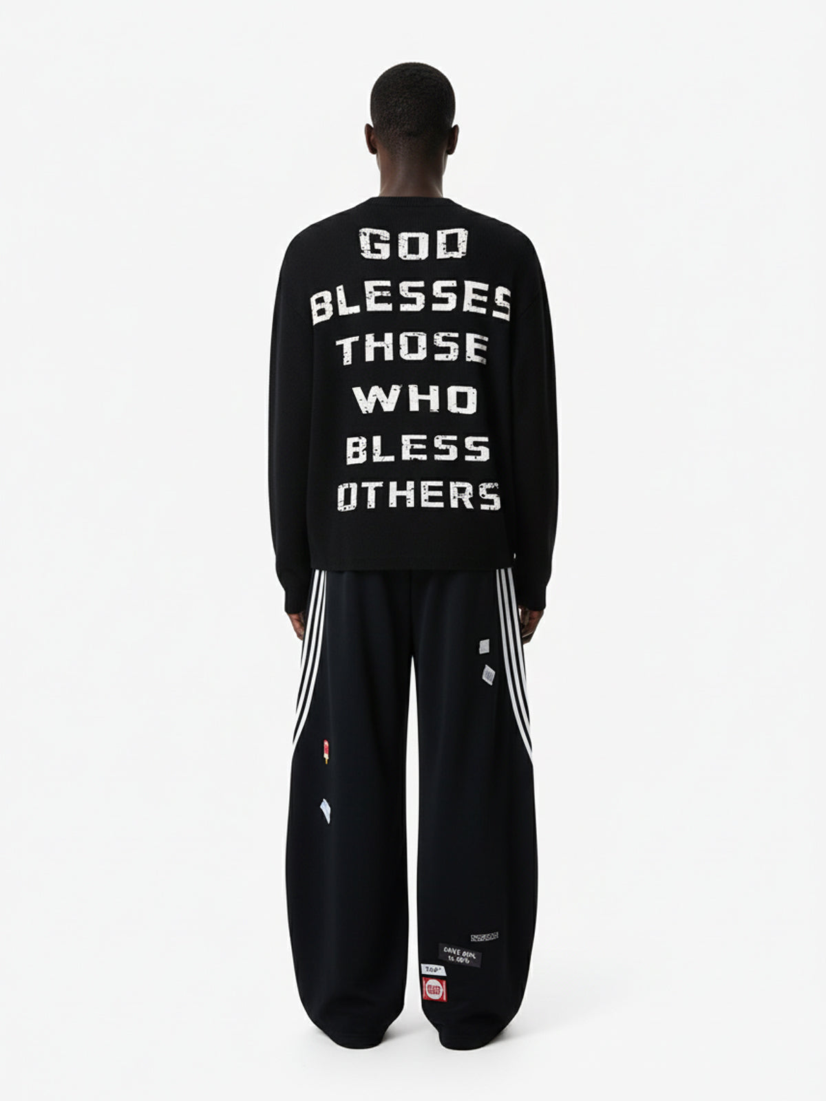 Street Cross Lettering Print Long-Sleeved T-Shirt - 2608