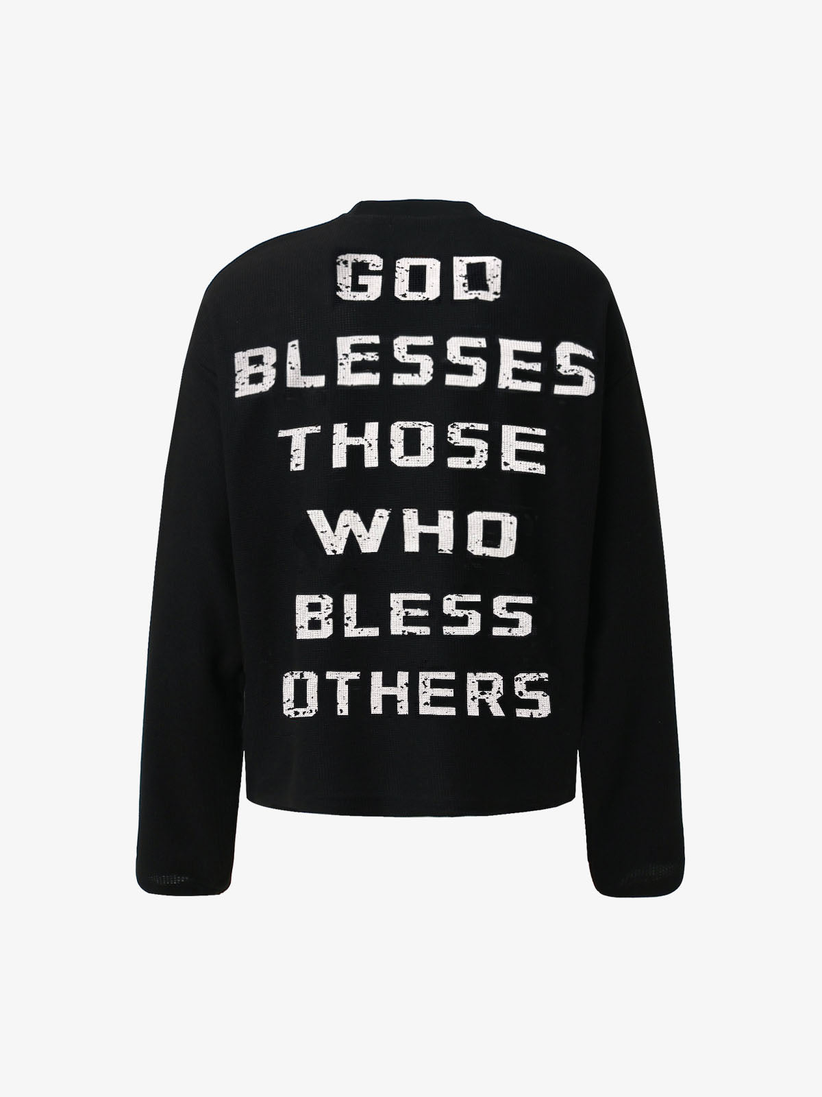Street Cross Lettering Print Long-Sleeved T-Shirt - 2608