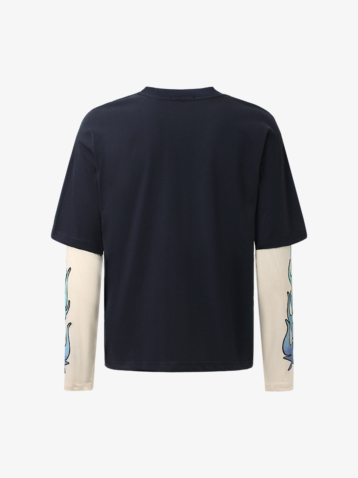 Gradient Letter Print Patchwork Faux Two-Piece Long-Sleeved T-Shirt