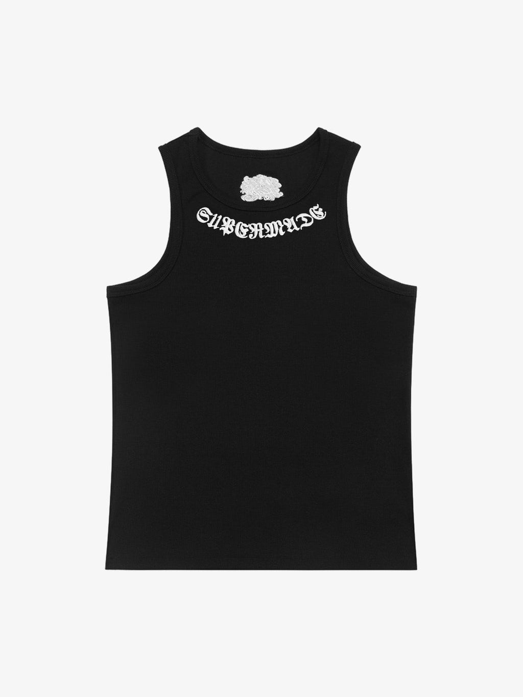 Gothic Lettering Embroidered Ribbed Vest - 2522