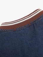 Denim Vintage Washed Distressed Gradient Embroidery T-Shirt
