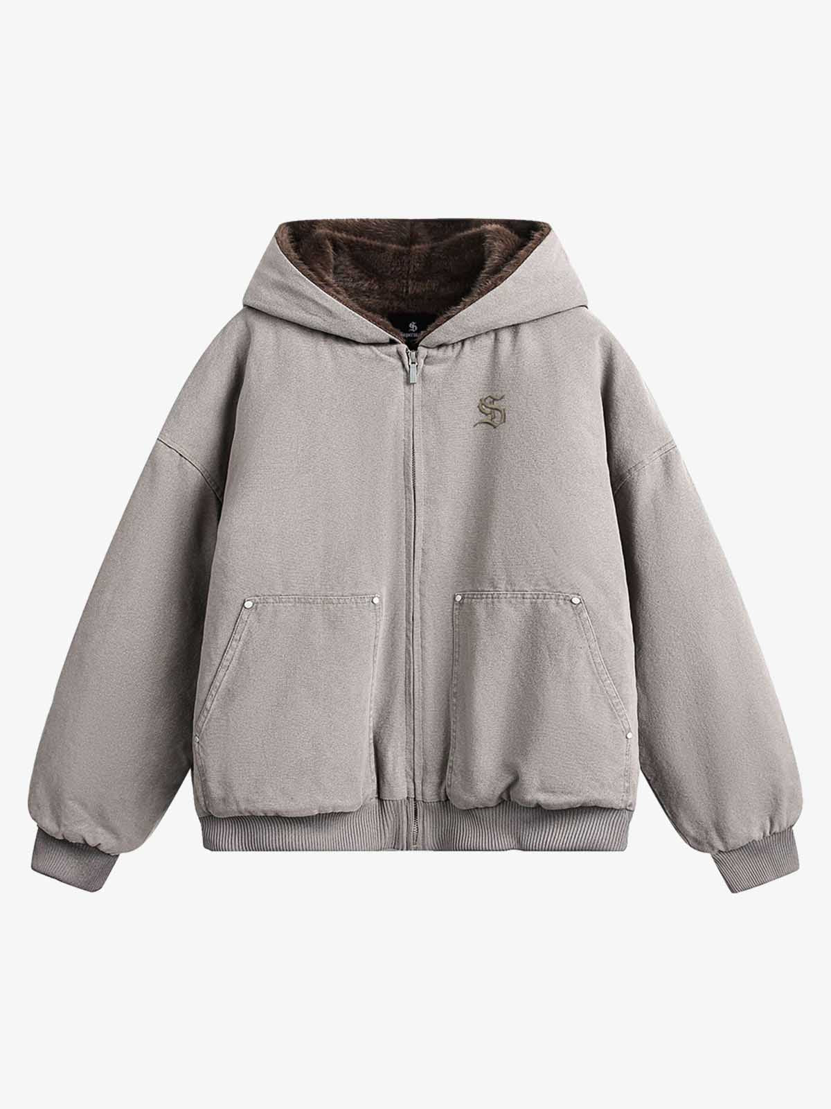 Theprecipice Fur Hooded Zip Up Quilted Jacket - 2510