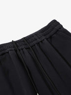 French Terry Distressed Gradient Drawstring Wide Leg Pants