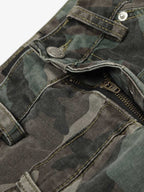 Retro Double Waist Camouflage Barrel Pants - 2555