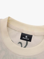 Retro Letter Print Waffle Simplicity Long-Sleeved T-Shirt