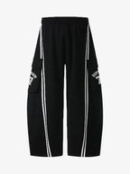 Cotton Web Stitching Letter Print Drawstring Barrel Pants