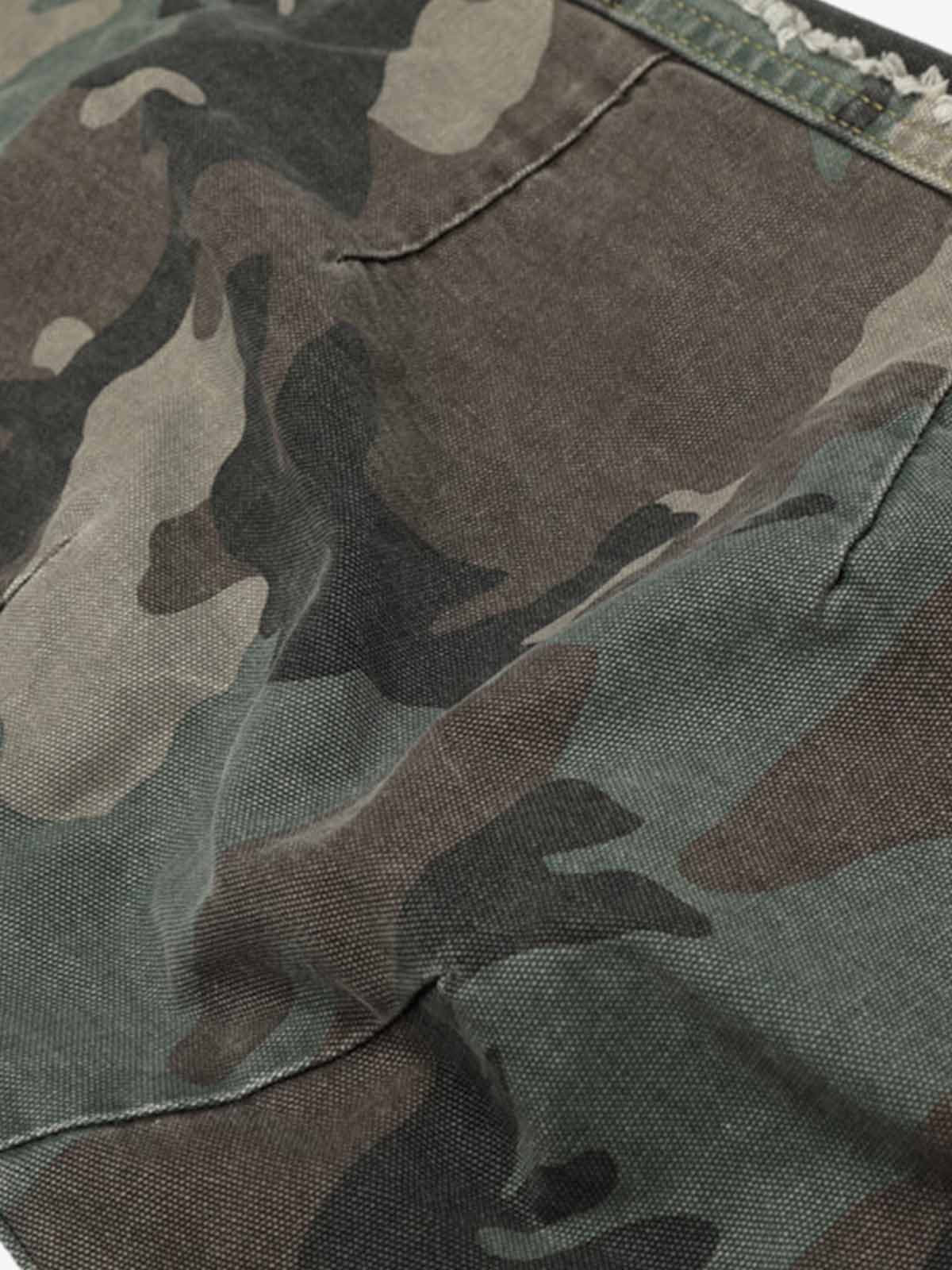 Retro Double Waist Camouflage Barrel Pants - 2555