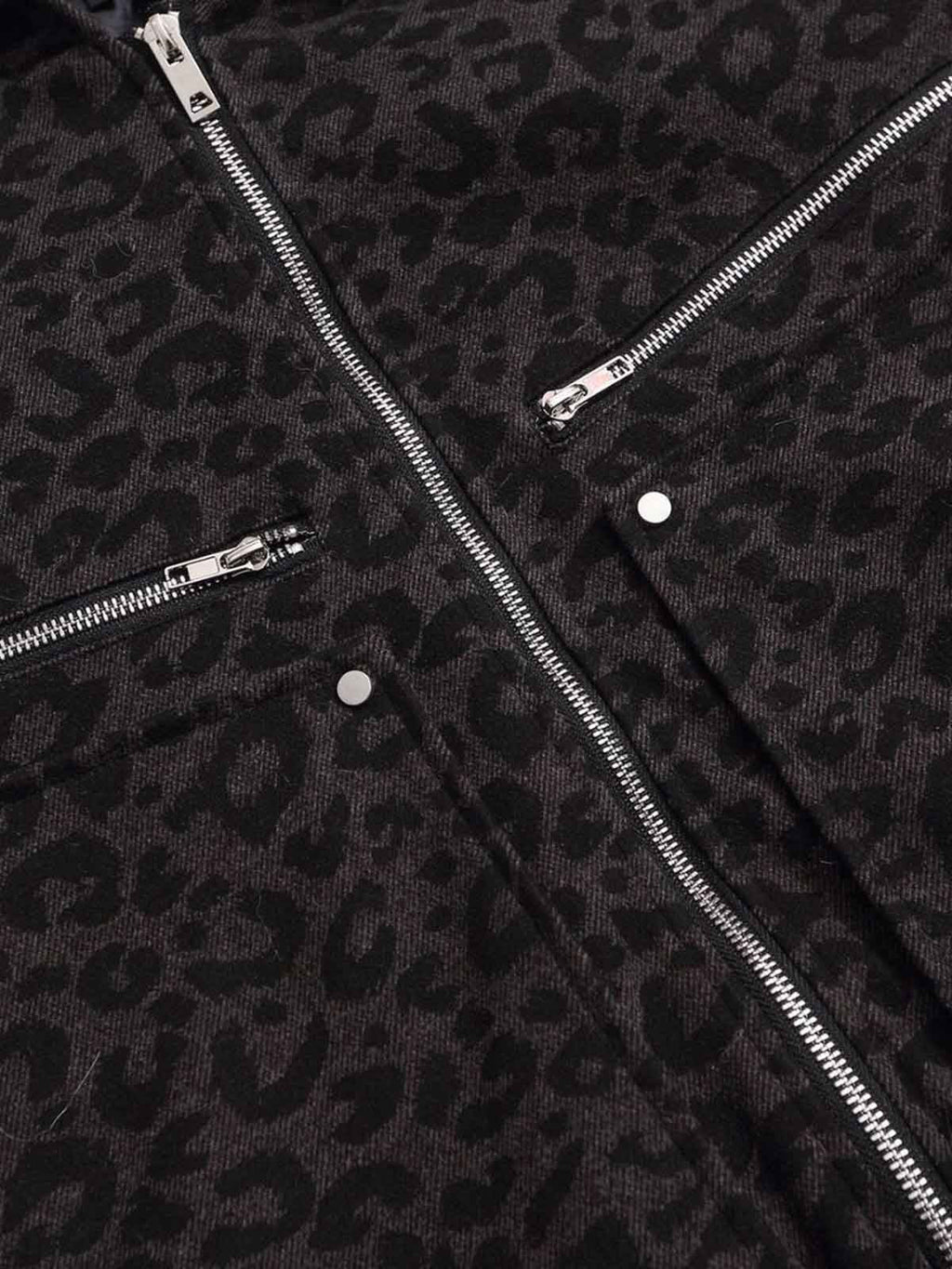 Retro Faux Fur Trimmed Hood Leopard Print Bomber Jacket
