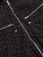 Retro Faux Fur Trimmed Hood Leopard Print Bomber Jacket