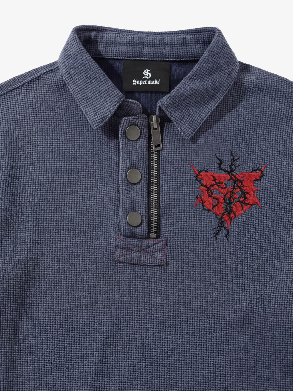 Embroidered Graphic Zip Polo Shirt