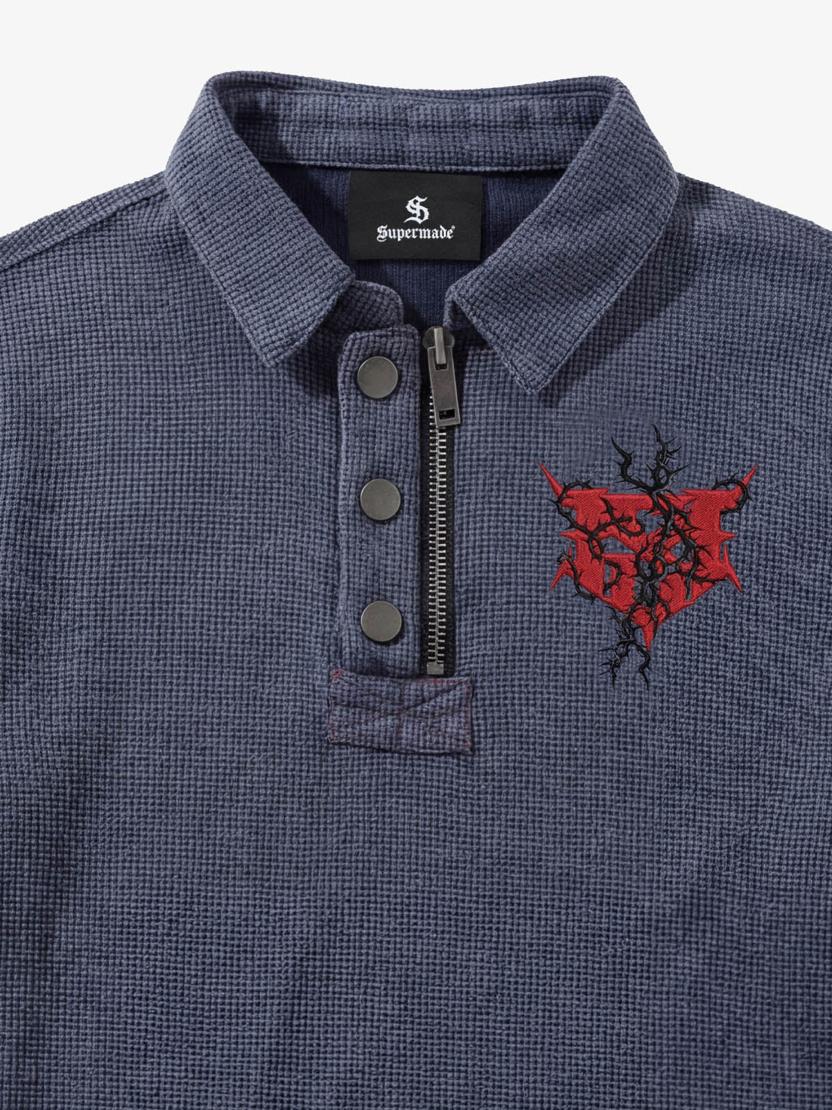 Embroidered Graphic Zip Polo Shirt