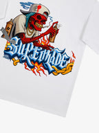 Street Skull Graffiti Artist Flame Flower Font T-Shirt