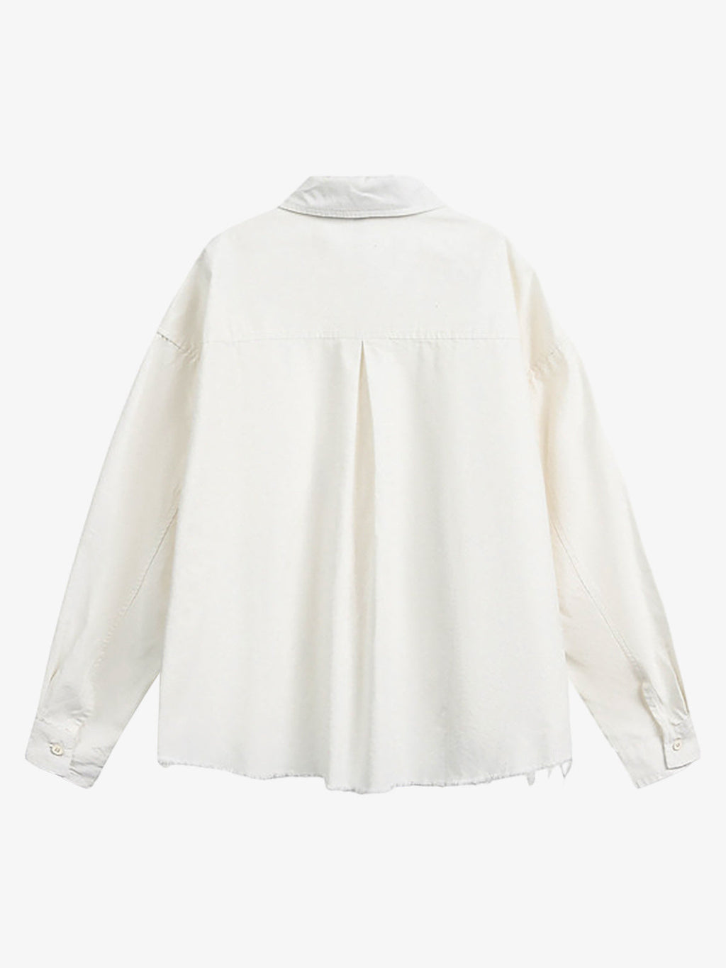 Fun Distressed Raw-Edge Printed Long-Sleeved Shirt
