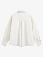 Fun Distressed Raw-Edge Printed Long-Sleeved Shirt