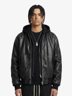 Retro Distressed Washed PU Leather Cotton Jacket