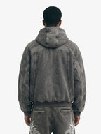 Fleece Retro Zipper Eye-Hood Design Hooded Jacket - 2489