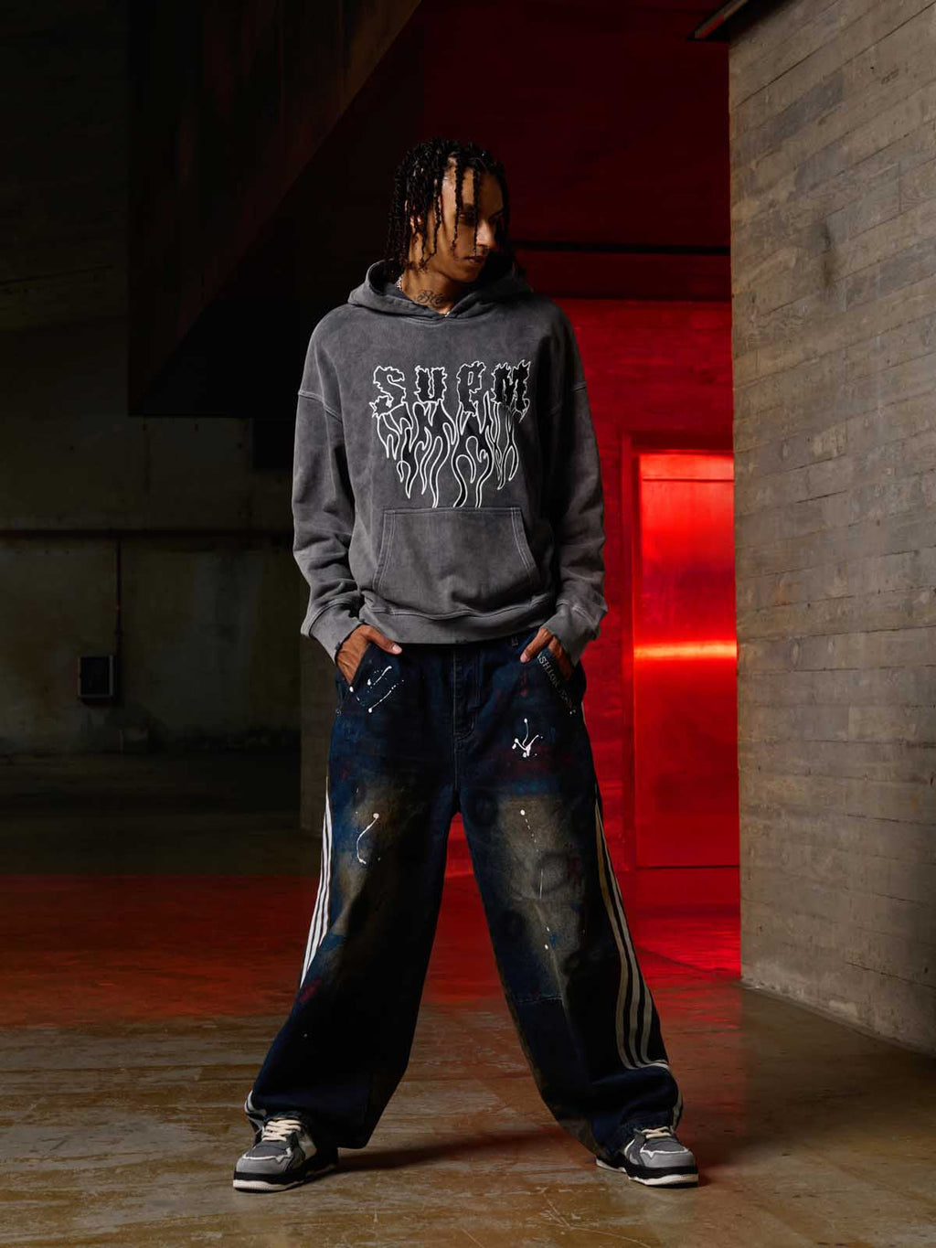 Original Distressed SPMD Graphic Cotton Hoodie