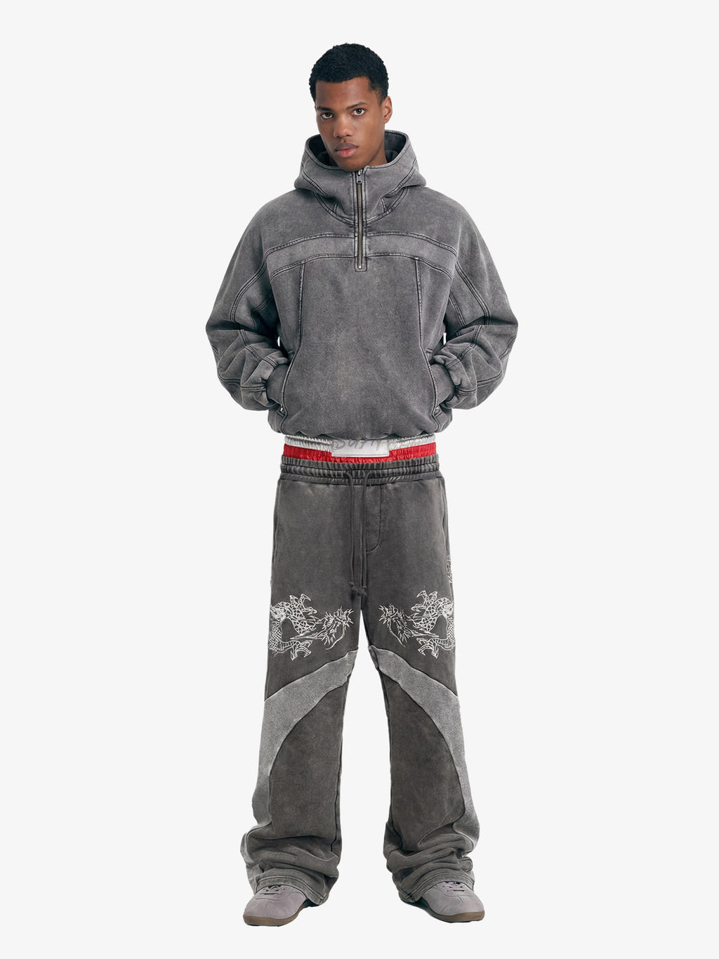Fleece Retro Zipper Eye-Hood Design Hooded Jacket - 2489