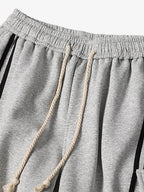 Cotton Web Stitching Letter Print Drawstring Barrel Pants