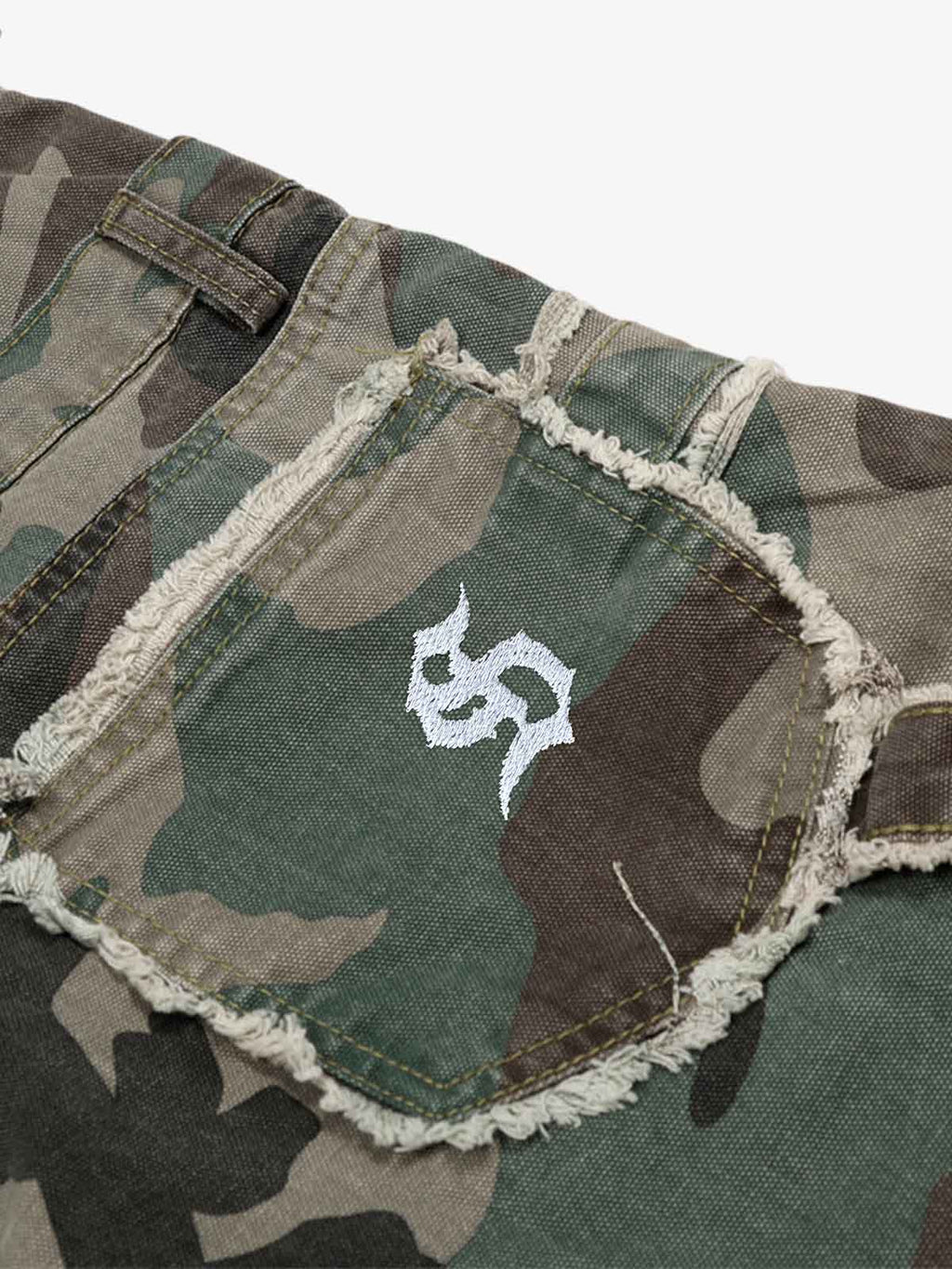 Retro Double Waist Camouflage Barrel Pants - 2555