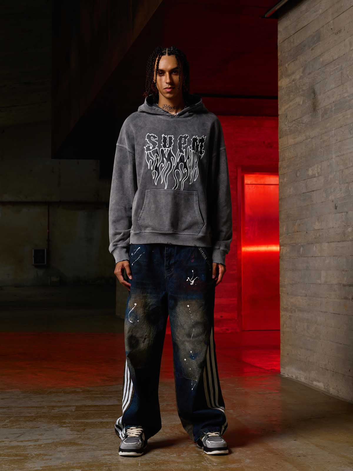 Original Distressed SPMD Graphic Cotton Hoodie