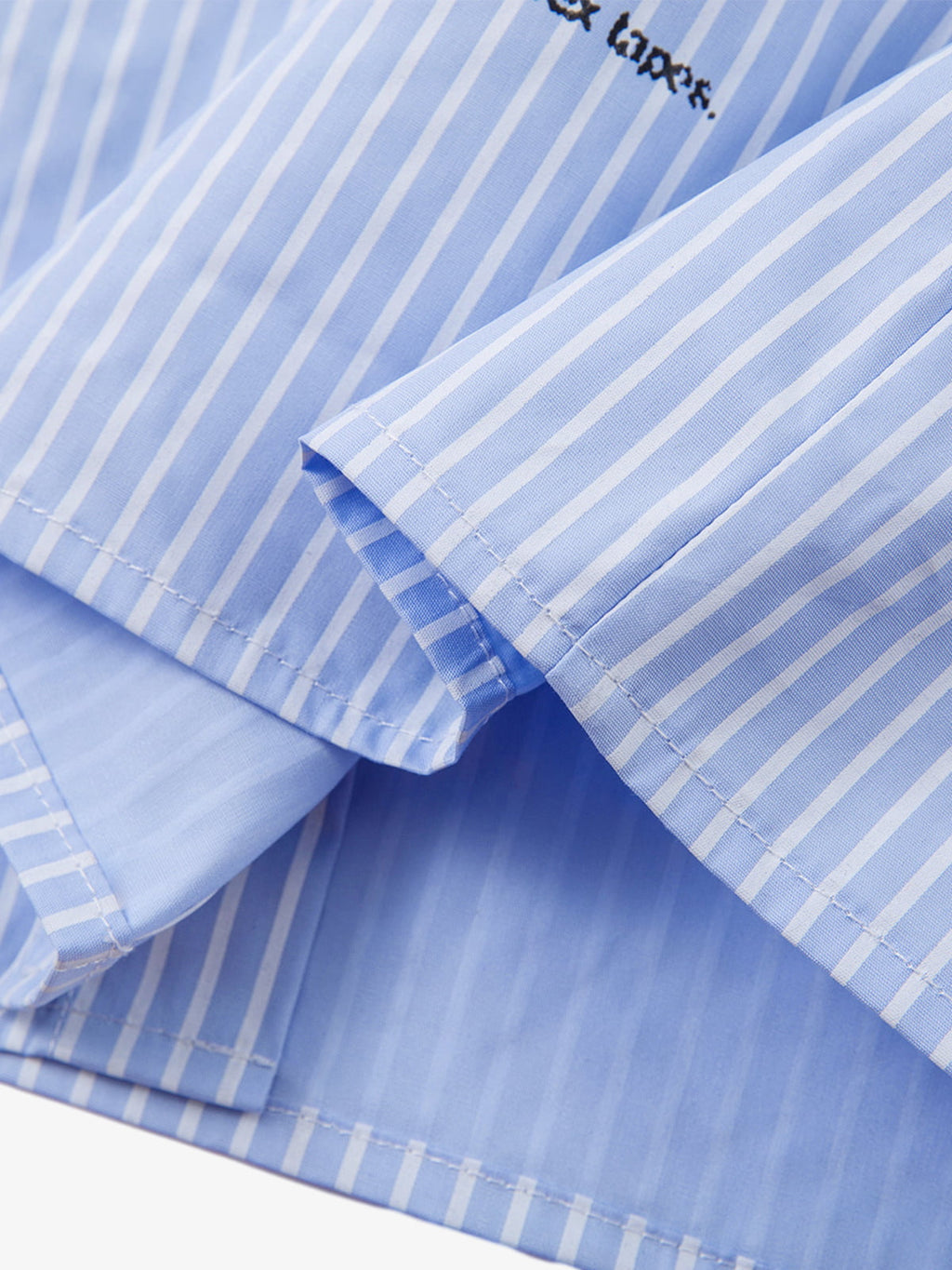 Vintage Illustration Striped Faux Two-Piece Shirt