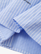 Vintage Illustration Striped Faux Two-Piece Shirt
