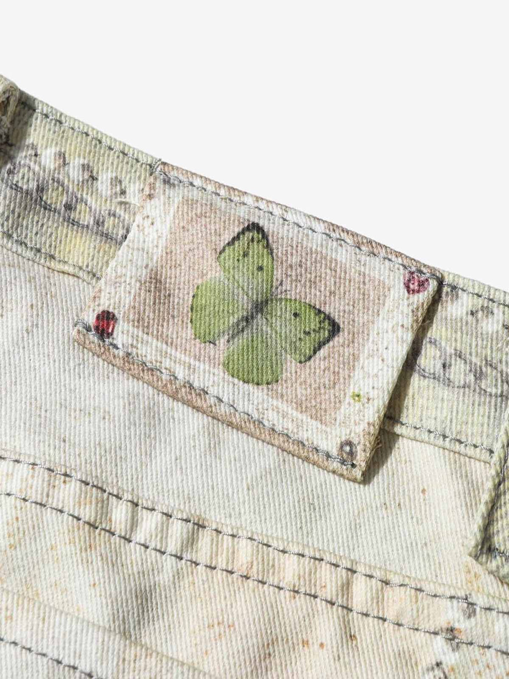 Street Tie-Dye Distressed Chain Detail 3D Printed Jeans