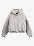 Spliced Fur Hooded Quilted Jacket - 2285