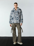 Heavy-Duty Faux Lambswool Tie-Dye Urban Jacket - 1558