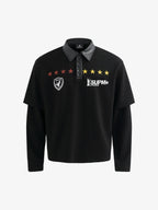 Motorcycle Style Lapel Polo Long Sleeve T-Shirt